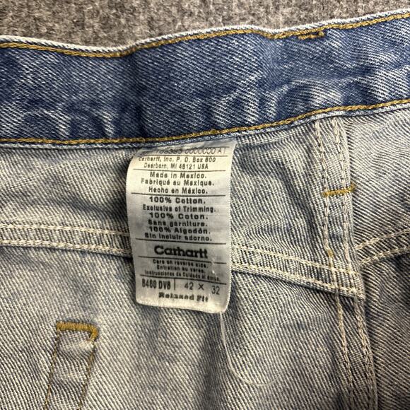 Carhartt Mens 42x32 Relaxed Fit B460 DVB Straight Rugged Work Jeans - Picture 3 of 9